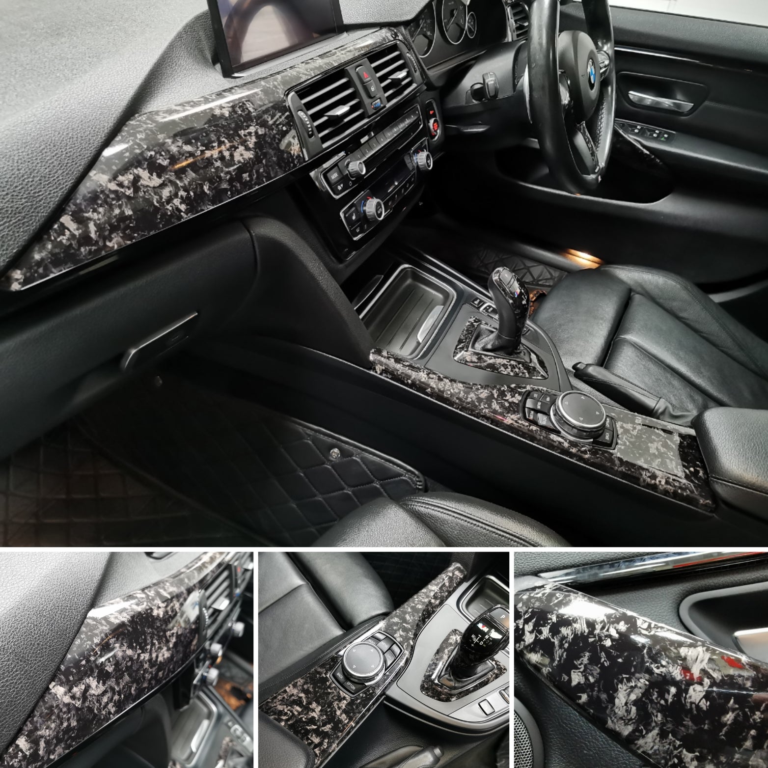 WRAPPING SERVICE - BMW F3X INTERIOR TRIM SET 3M FORGED CARBON / GLOSS BLACK ACCENT (CUSTOM) F30 F31 F32 F33 F36